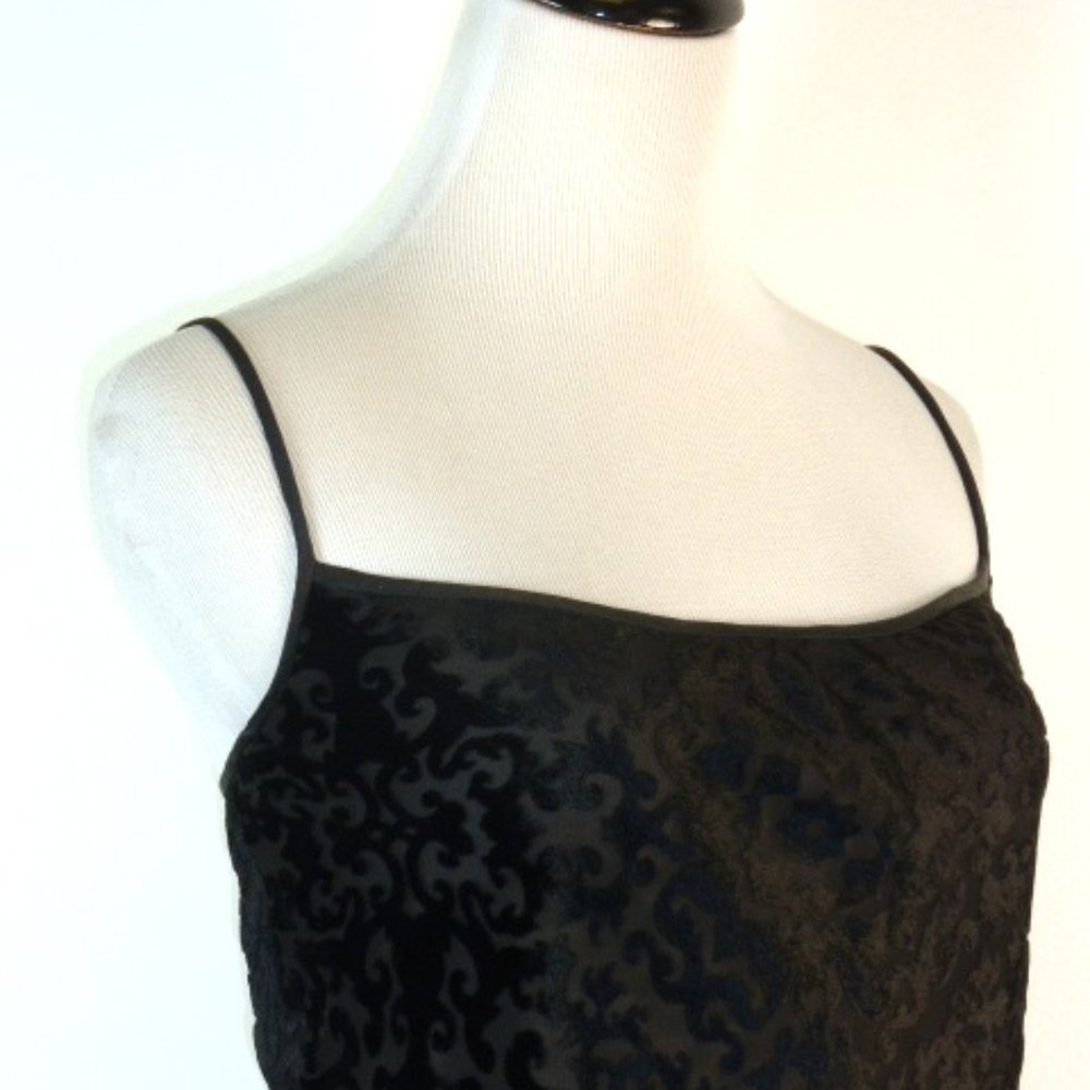 Emanuel Ungaro black burn out velvet maxi spaghetti straps evening party dress M - Picture 2 of 7